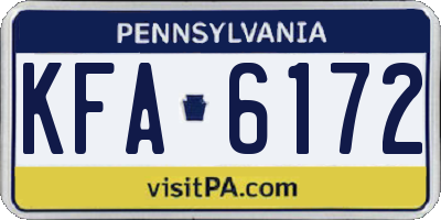 PA license plate KFA6172