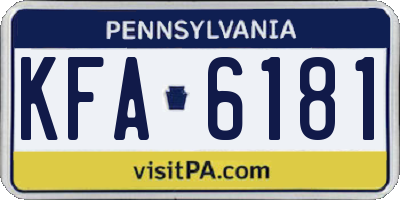 PA license plate KFA6181