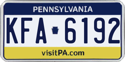PA license plate KFA6192