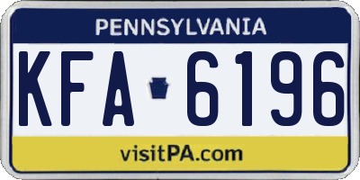 PA license plate KFA6196
