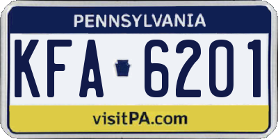 PA license plate KFA6201