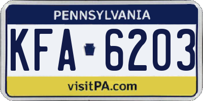 PA license plate KFA6203