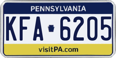 PA license plate KFA6205