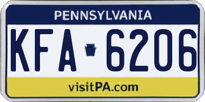 PA license plate KFA6206
