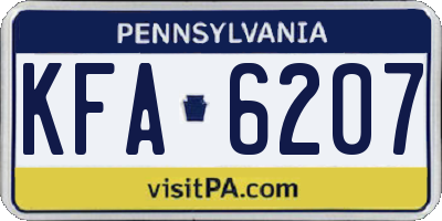 PA license plate KFA6207