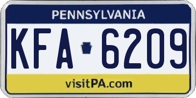 PA license plate KFA6209