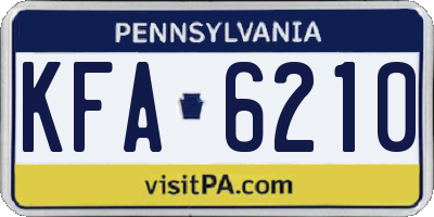 PA license plate KFA6210