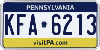 PA license plate KFA6213