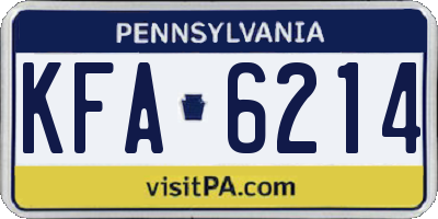 PA license plate KFA6214