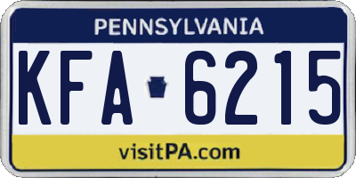 PA license plate KFA6215
