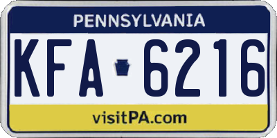 PA license plate KFA6216