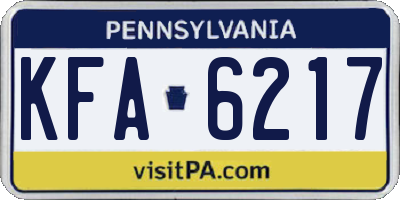 PA license plate KFA6217