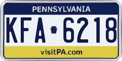 PA license plate KFA6218