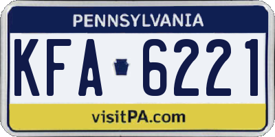 PA license plate KFA6221