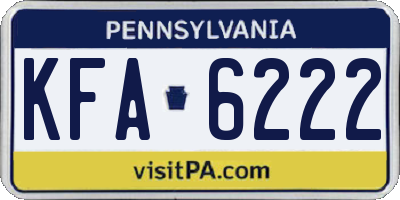 PA license plate KFA6222