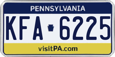 PA license plate KFA6225