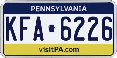 PA license plate KFA6226
