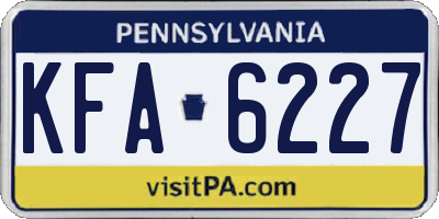 PA license plate KFA6227