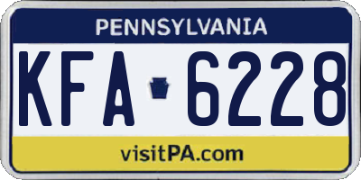 PA license plate KFA6228