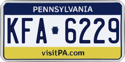 PA license plate KFA6229