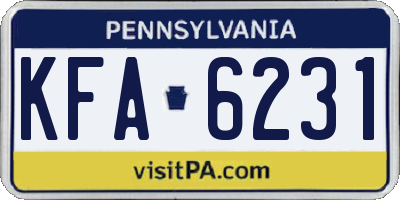 PA license plate KFA6231