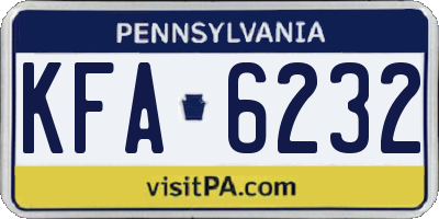 PA license plate KFA6232