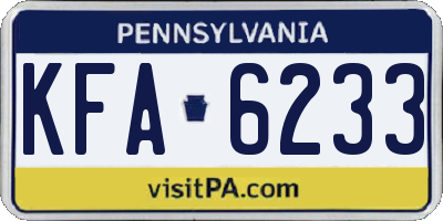 PA license plate KFA6233