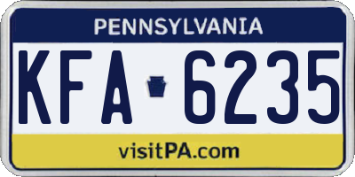 PA license plate KFA6235