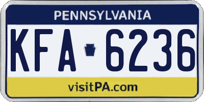 PA license plate KFA6236