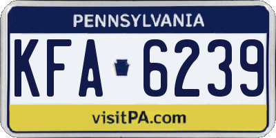 PA license plate KFA6239