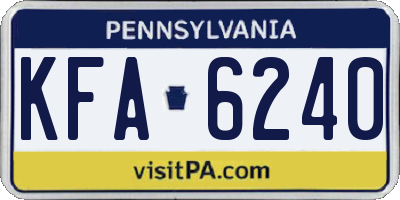 PA license plate KFA6240