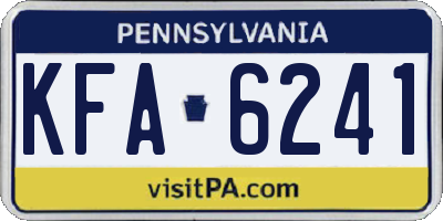 PA license plate KFA6241