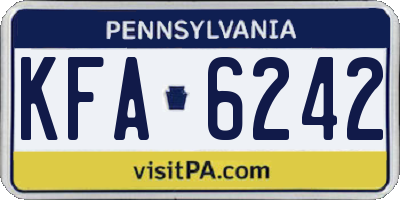 PA license plate KFA6242