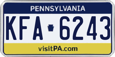 PA license plate KFA6243