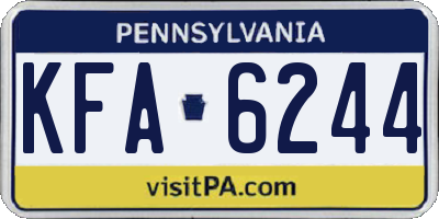 PA license plate KFA6244