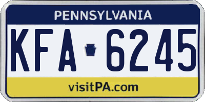 PA license plate KFA6245