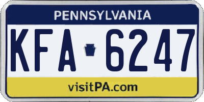 PA license plate KFA6247