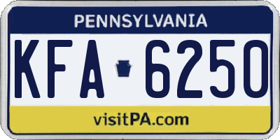 PA license plate KFA6250