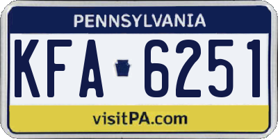 PA license plate KFA6251