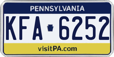 PA license plate KFA6252