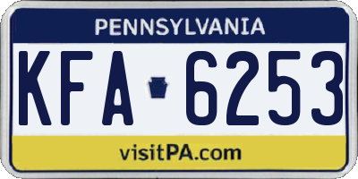 PA license plate KFA6253