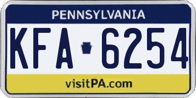 PA license plate KFA6254