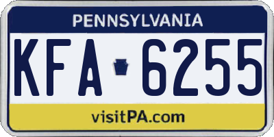 PA license plate KFA6255