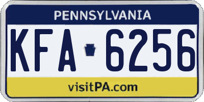 PA license plate KFA6256