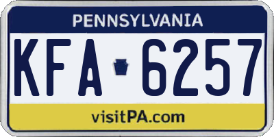 PA license plate KFA6257