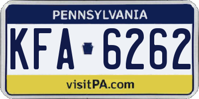 PA license plate KFA6262