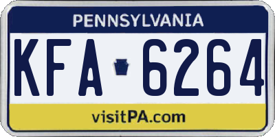 PA license plate KFA6264