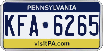 PA license plate KFA6265