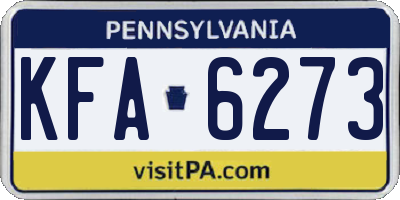PA license plate KFA6273