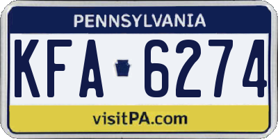 PA license plate KFA6274
